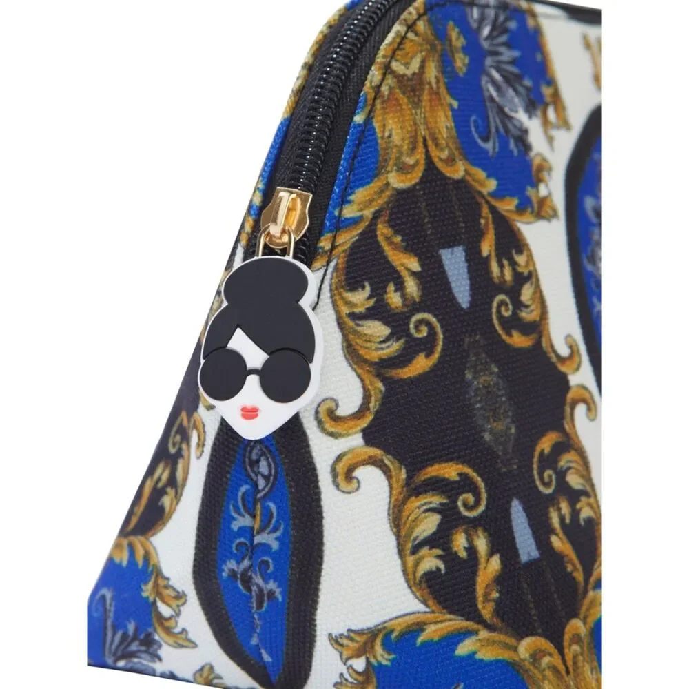 NWT Alice + Olivia A+O X FABFITFUN Pencil Pouch in Regal Romance Sapphire - Picture 3 of 8